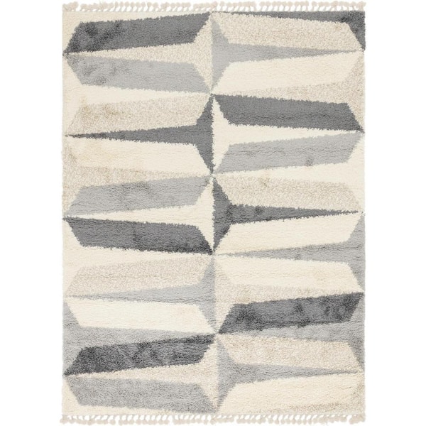 Hygge Shag Balanced Gray 9 ft. x 12 ft. Area Rug