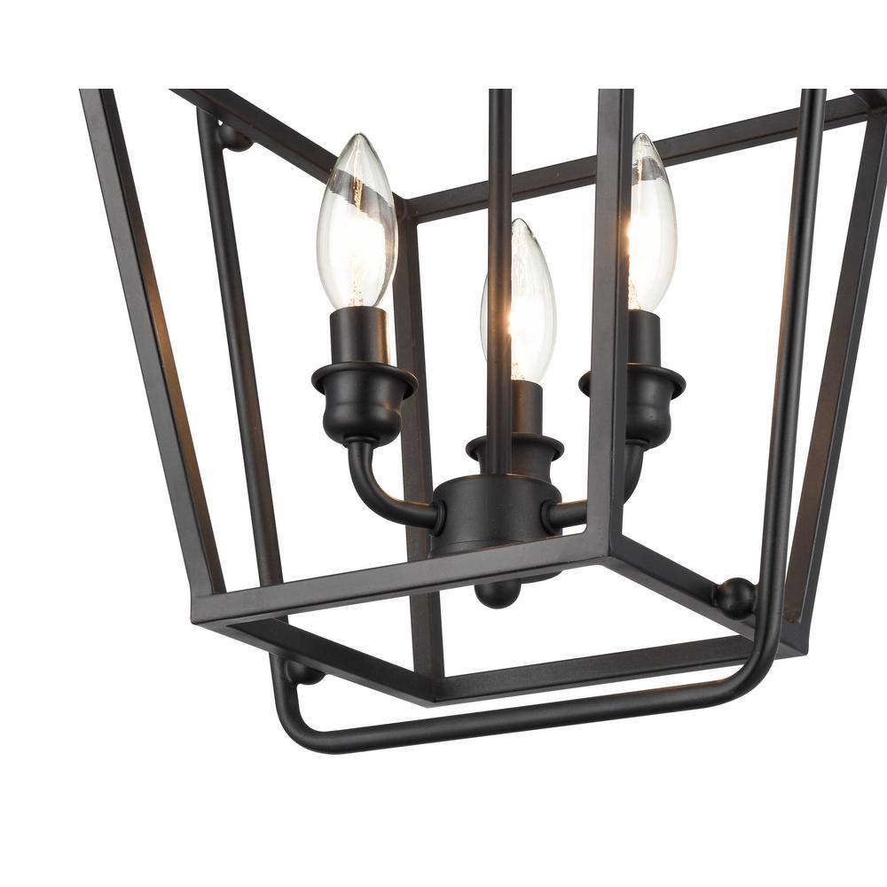 Matte Black 3-Light Metal Pendant Light