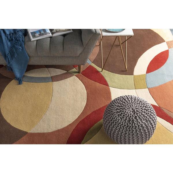 Seletar Brown Doormat 4 ft. x 4 ft. Round Geometric Area Rug