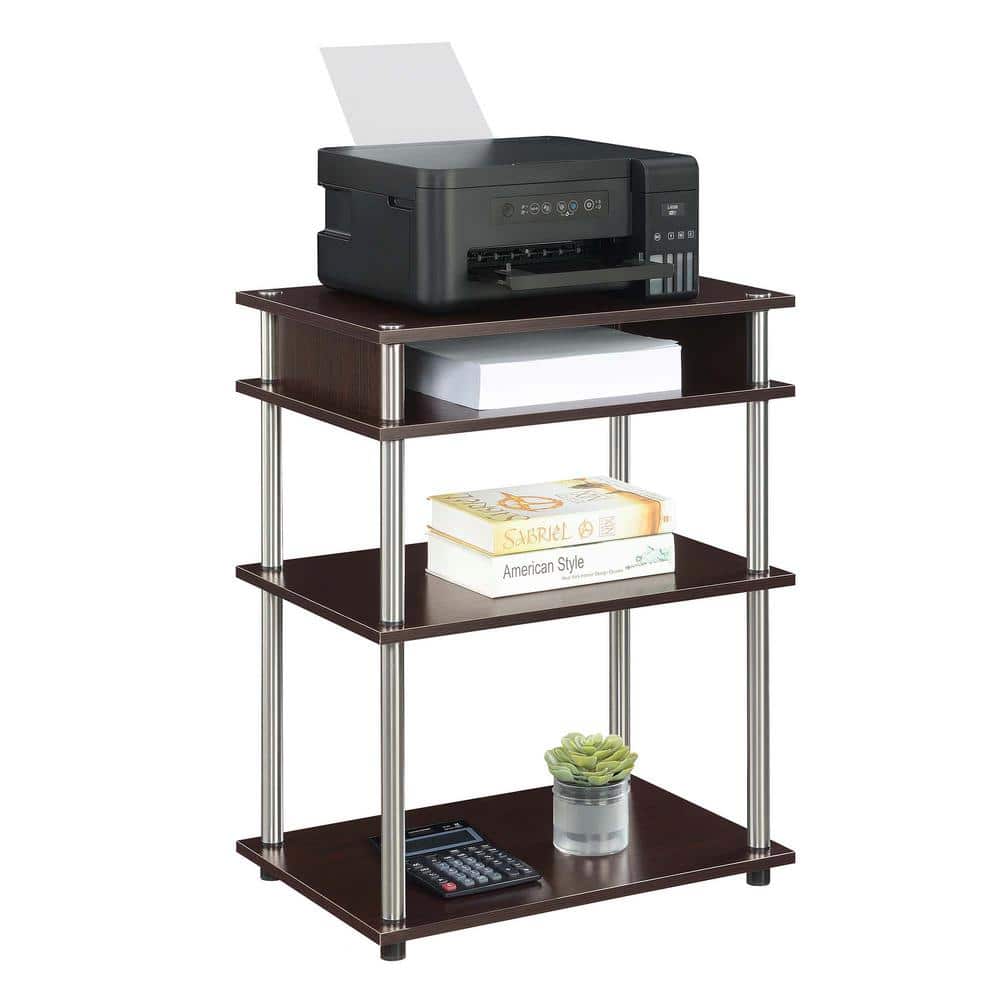 Espresso 4-Tier Printer Stand with Stainless Steel Tubes