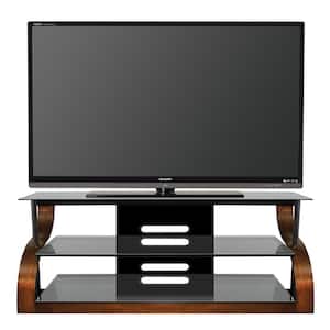 65 in. Vibrant Espresso Glass TV Stand Fits TVs Up to 73 in. with Cable Management
