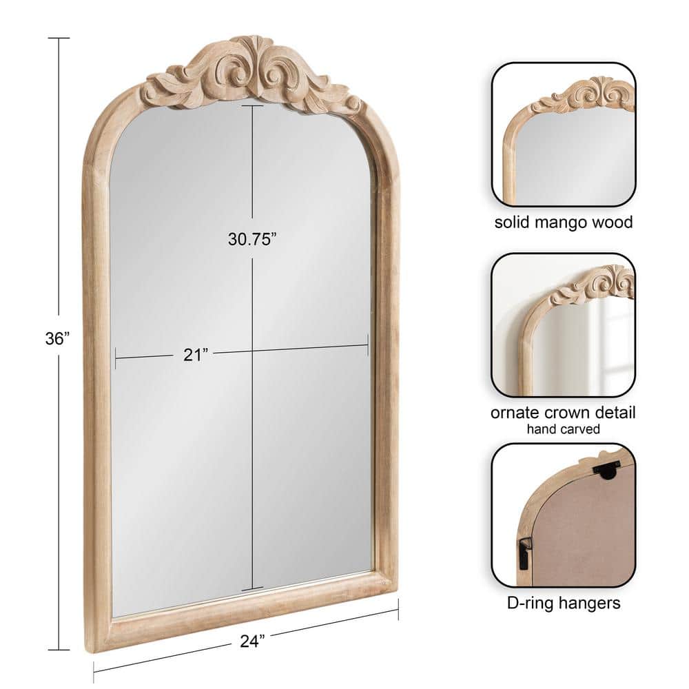 Arendahl Natural Wood 24"x36" Arch Vanity Mirror