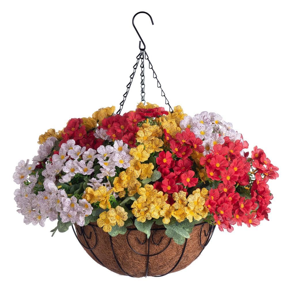 20 in. Artificial Hanging Flowers with Faux Plant, Home Spring Summer ...