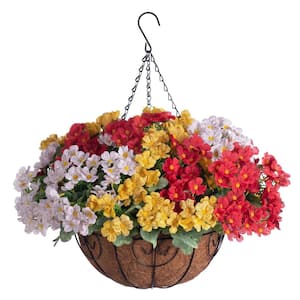 20 in. Artificial Hanging Flowers with Faux Plant, Home Spring Summer Decor, Multicolored