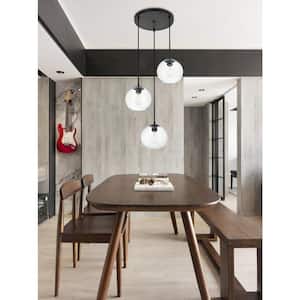 Timeless Home Blake 3-Light Black Pendant with Clear Glass Shade
