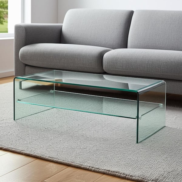 43.00 in. Clear Rectangle Glass Coffee Table