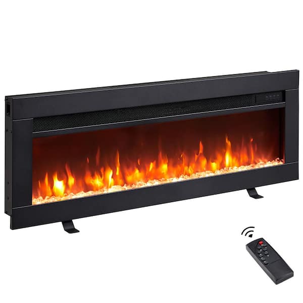 Unbranded 36 in. Freestanding and Wall Mounted Electric Fireplace with 9 Kinds of Flame Color, Black