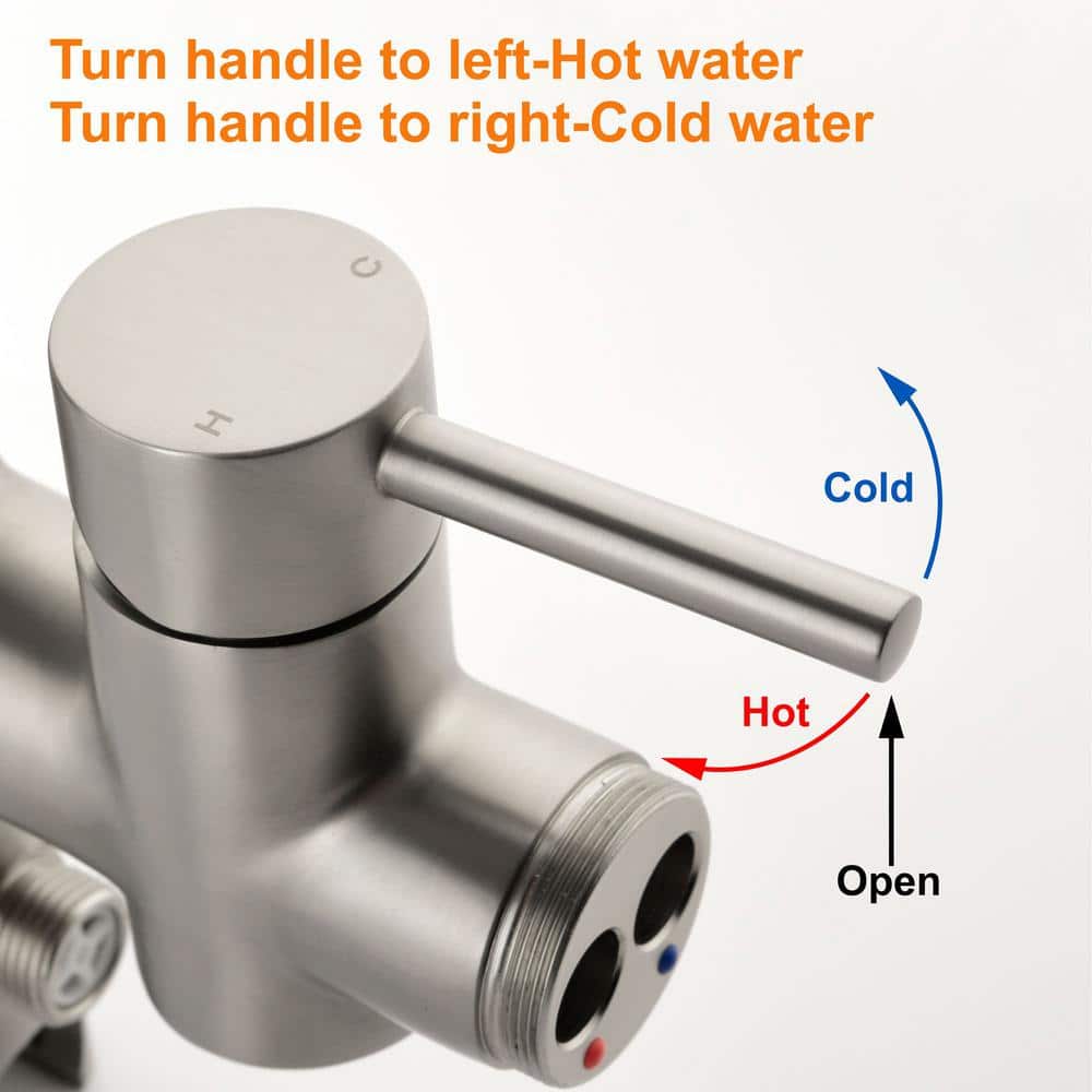 Brushed Nickel Freestanding Tub Filler with Hand Shower