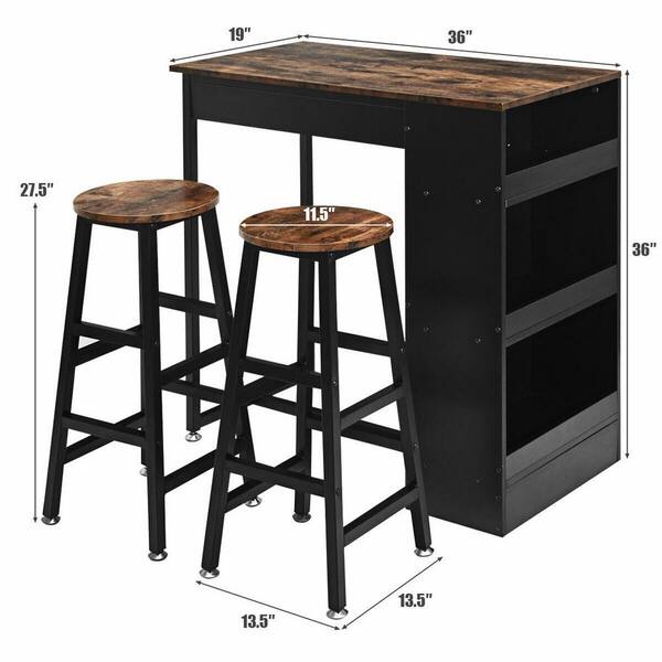 Boyel Living 3 Pieces Industrial Style, Industrial Style Bar Table And Stools