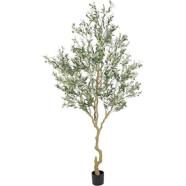 9 ft. Artificial Olive Tree in Pot Indoor Realistic Silk Leaves