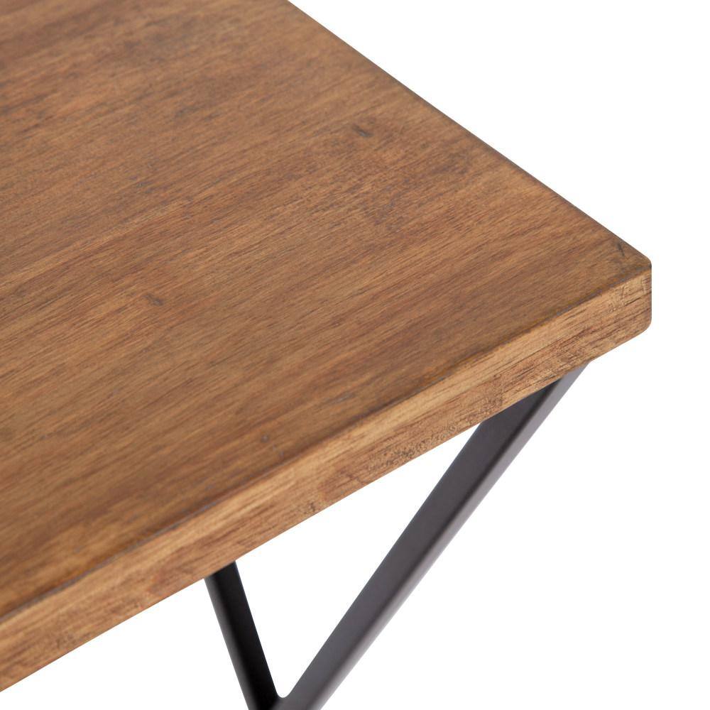 Rustic Brown Wood and Metal X-Base Accent Table