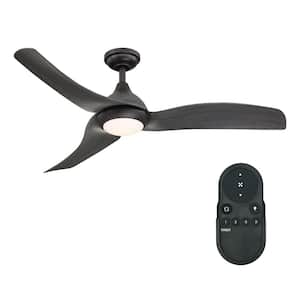 Teagan 52 in. Integrated LED Brushed Black Ceiling Fan with Light and Remote Control