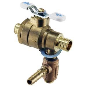 3/4 in. LF Brass Full Port PEX-B Barb Ball Valve with Integral Thermal Expansion Relief Valve 3/8 in. Hose Barb Outlet