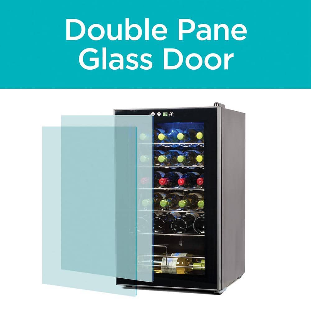 Black Stainless Steel Freestanding Wine Cooler with LED Lighting