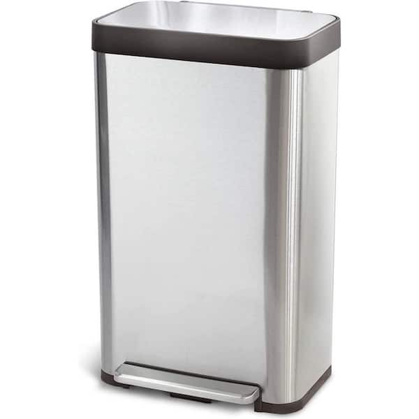 5 Liter / 1.3 Gallon Soft-close, Smudge Resistant Trash Can With Foot Pedal  Brushed Stainless Steel, Satin Nickel Finish 