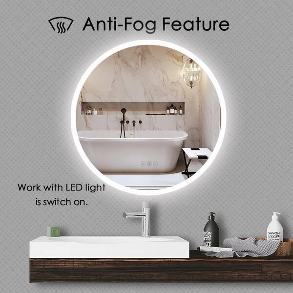 battery powered anti fog mirror