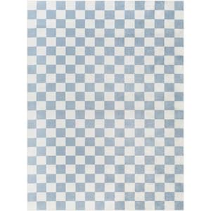 Lillian Blue 5 ft. x 7 ft. Checkered Machine-Washable Indoor Area Rug