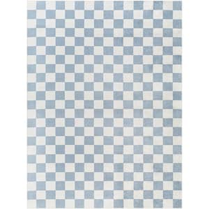 Lillian Blue Doormat 2 ft. x 3 ft. Checkered Machine-Washable Indoor Area Rug