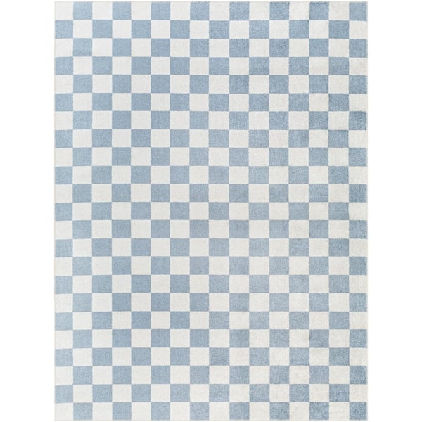 Lillian Blue 8 ft. x 10 ft. Checkered Machine-Washable Indoor Area Rug