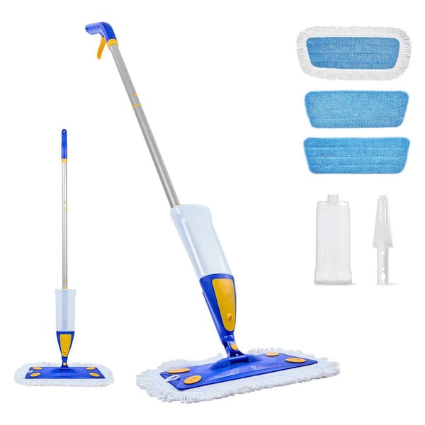 Spin Mop, Blended Spray Mop Head, with 3-Washable Pads for Dry and Wet Floor Cleaning and a 27oz. Refillable Water Tank