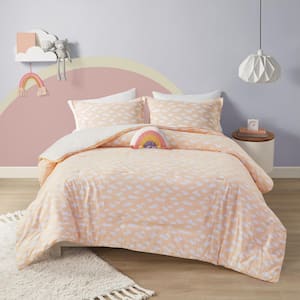 Ellie 3-Pcs Yellow/Coral Twin Sunshine Printed Reversible Comforter Set