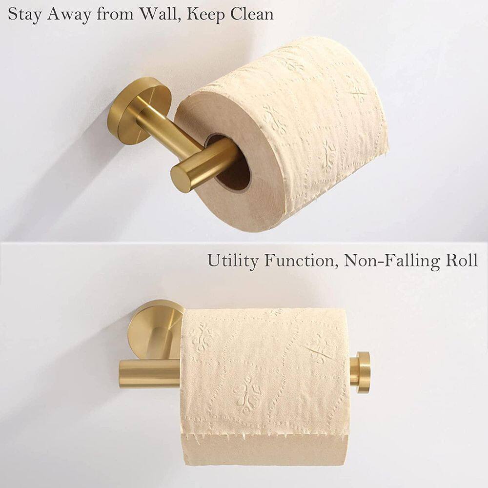 Brushed Gold Stainless Steel Wall Mounted Toilet Paper Holder Set