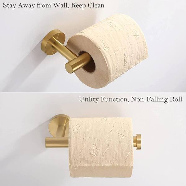 HITSLAM Brushed Gold Toilet Paper Holder Wall Mount SUS 304 Stainless Steel  Brushed Brass Toilet Roll Holder Waterproof Rotateproof Toilet Tissue