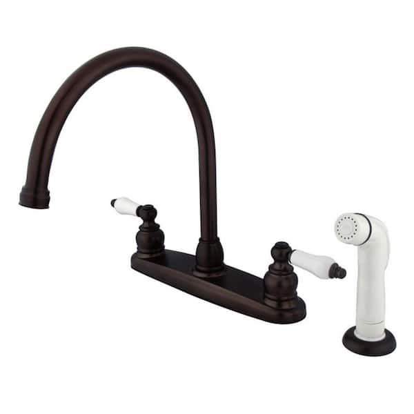 Kingston Brass Vintage 2-Handle Deck Mount Centerset Kitchen Faucets with Side Sprayer in Oil Rubbed Bronze