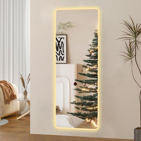 21 in. W x 65 in. H LED Rectangular Framing Wall Mounted/Freestanding Bathroom Vanity Mirror