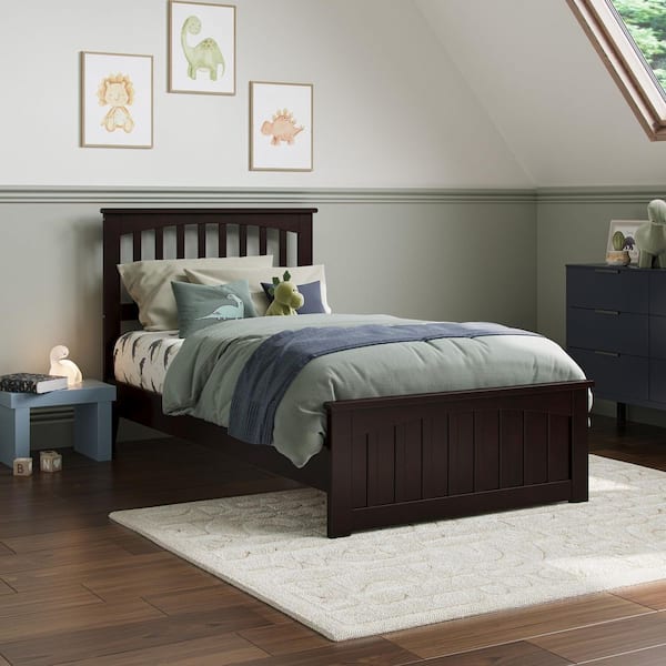 AFI Becket Espresso Black Solid Wood Frame Twin Low Profile Platform Bed with Matching Footboard