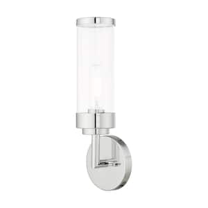 Cavanaugh 5.125 in. 1-Light Polished Chrome ADA Wall Sconce with Clear Glass