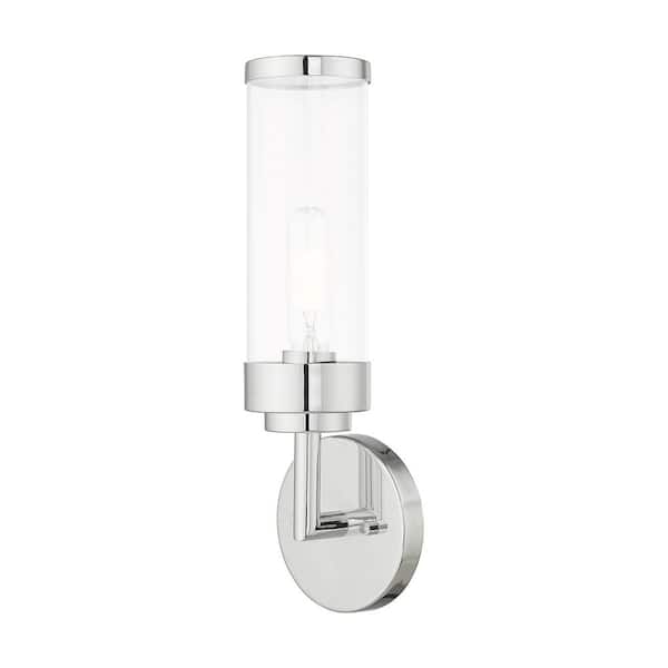 Livex Lighting Cavanaugh 5.125 in. 1-Light Polished Chrome ADA Wall Sconce with Clear Glass
