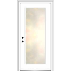 Blanca 32 in. x 80 in. Right-Hand/Inswing Full Lite Satin Glass Painted Brilliant White Fiberglass Prehung Front Door