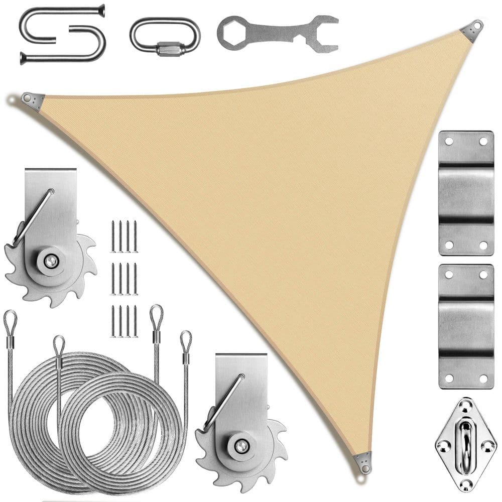 Super Ring 28 ft. x 28 ft. x 28 ft. Triangle Sun Shade Sail with Winch Kit-Beige price history on PriceWatchPro