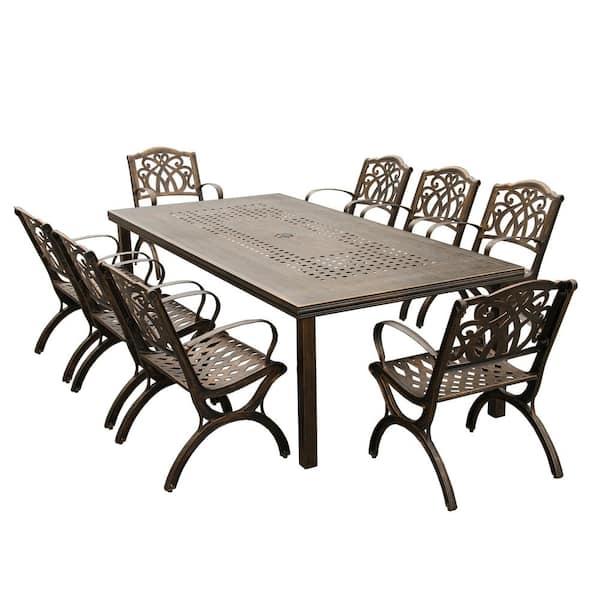 Oakland Living Bronze 9-Piece Aluminum Rectangular Mesh Outdoor Dining Set with 8-Chairs