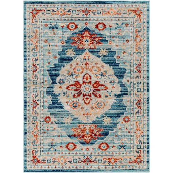 Artistic Weavers Redondo Beach Teal Traditional 8 ft. x 10 ft. Indoor/Outdoor Area Rug