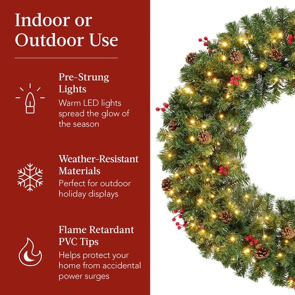 Best Choice Products 60 in. Pre-Lit Artificial Christmas Wreath