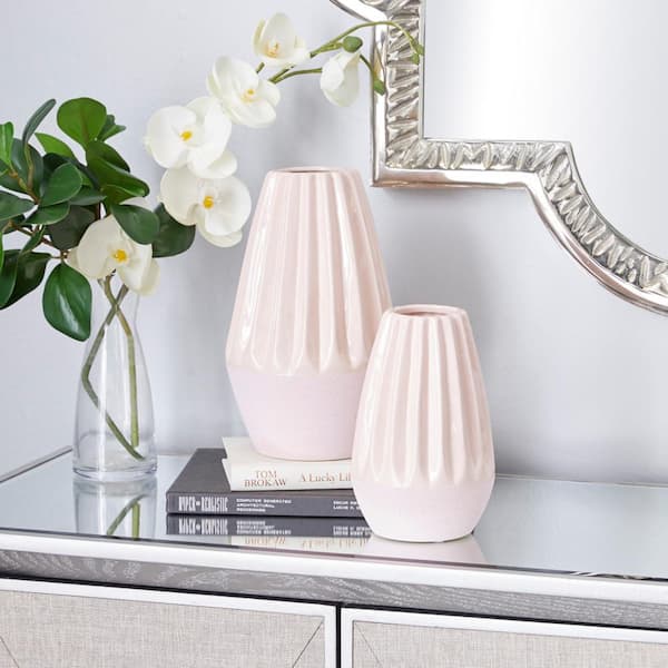 H&M Home Pink Glass Pot Planter Vase 8.5 in.