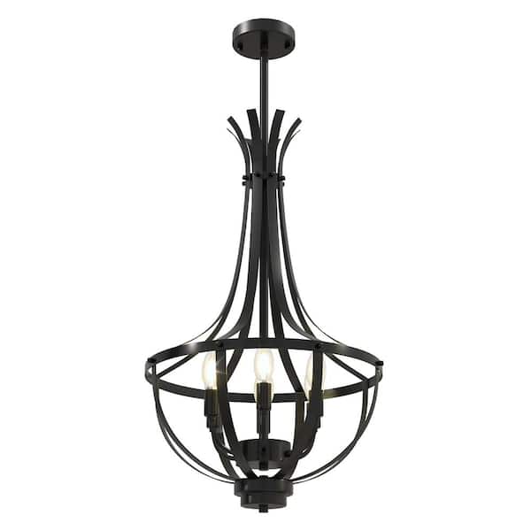 Magic Home 6-Light Black Rustic Adjustable Chandelier with E12 Bulb No Bulbs Included)