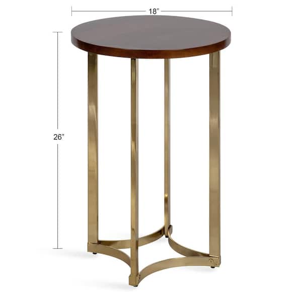 and Laurel Bellingham 18 in. Walnut Brown Round Wood End Table - The Home Depot