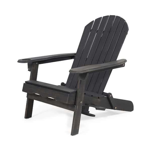 Tenleaf Dark Gray Wood Folding Adirondack Chair