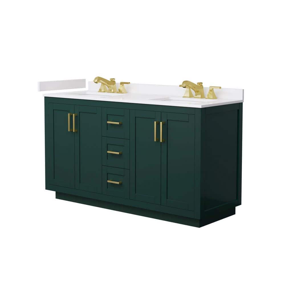 Miranda 60 in. Double Freestanding Green Bath Vanity with White Cultured Marble Top Assembled price history on PriceWatchPro