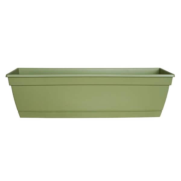 Dynamic Design Newbury 7.88 in x 23.75 in. Lotus Green Resin Window Box with Saucer