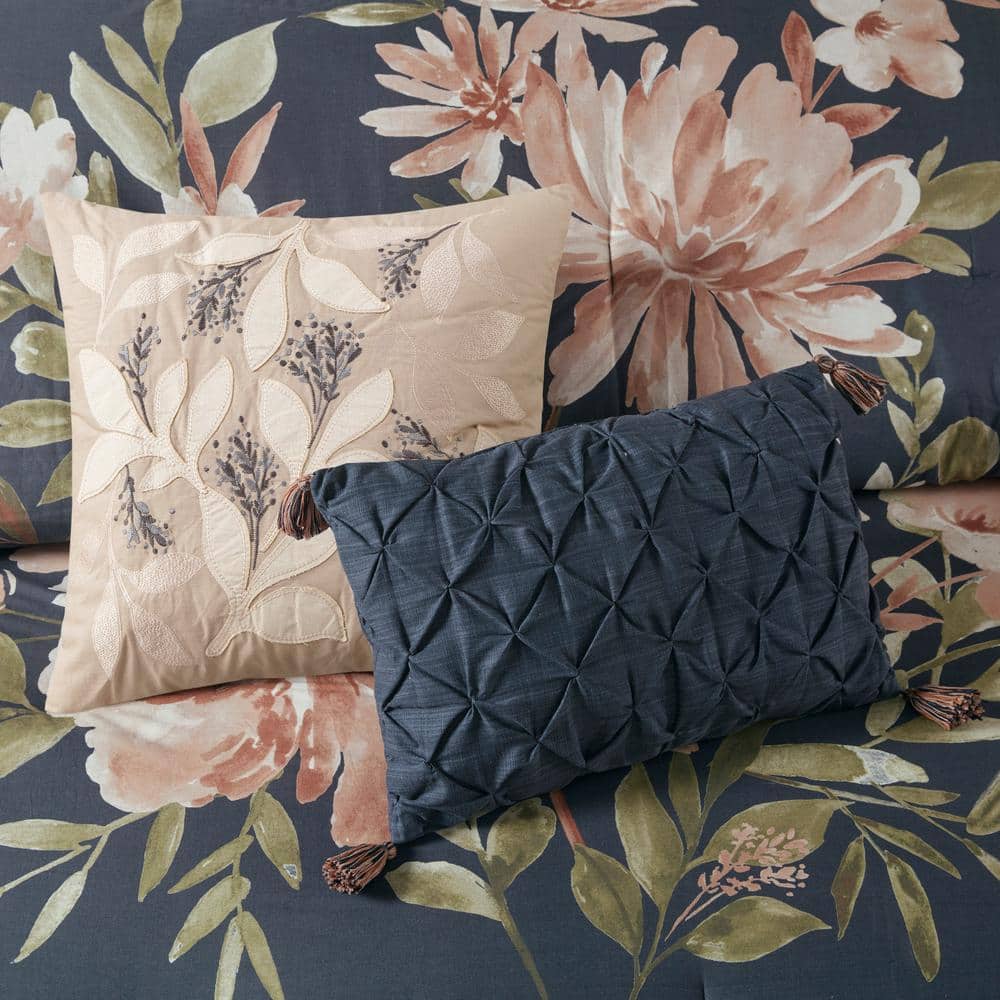 California King Blush Floral Cotton 8-Piece Comforter Set