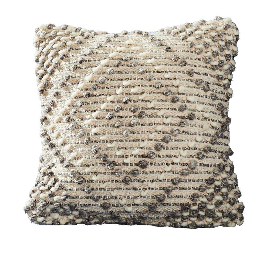 Benjara Gray and Beige Textured Diamonds Removable Decorative 18 in. x