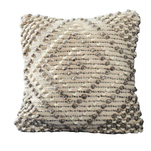Gray and Beige Textured Diamonds Removable Decorative 18 in. x 18 in. Throw Pillow Cover