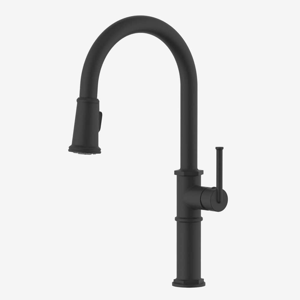 Idris Matte Black Stainless 16.5 in. H Single Art Deco Pull Down Sprayer Kitchen Faucet with 360° Spout Swivel price history on PriceWatchPro