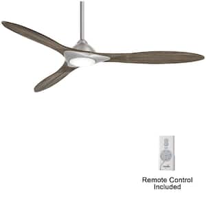 Sleek 60 in. Integrated LED Indoor Brushed Nickel Smart Ceiling Fan with Light with Remote Control