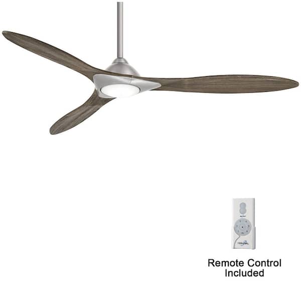 MINKA-AIRE Sleek 60 in. Integrated LED Indoor Brushed Nickel Smart Ceiling Fan with Light with Remote Control