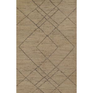 Diamond Weave Natural 8 ft. X 10 ft. Handwoven Jute and Wool Area Rug